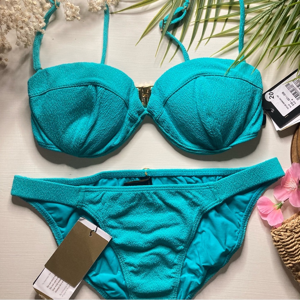 Vix 🐠 Aqua Underwire Firenze Taylor Bandeau Bikini Top | Fany Full Bottom 👙🏝️
